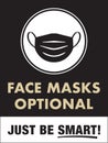 Face Masks Optional Sign | Facemasks Not Required Vertical Design for Retail Business, Restaurants, Offices, Hotels and More