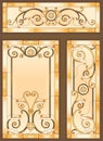 Colorful stained glass window in baroque style for ceiling or door panels. Tiffany technique. Vector set. Royalty Free Stock Photo