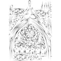 Line art of St. Nicolas Cathedral, Famagusta, Cyprus