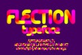 Flection alphabet font. Colorful blend letters, numbers and symbols.