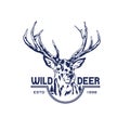 Wild Deer handrawn vector illustration logo design