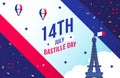 Happy France 14 July Bastille Day Vector Background Banner Website social Media