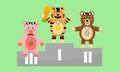 Championship podium with cute tiger as winner Royalty Free Stock Photo
