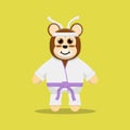 Cute monkey dressed in karate ready to fight