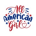 All american girl- Happy Independence Day, design illustration Royalty Free Stock Photo