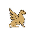 Leoa female wings mythology logo sphinx lion wings