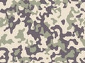 Military background of soldier green and light brown camouflaging seamless pattern. Vector camo texture