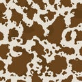 Cow skin texture, brown spot repeated seamless pattern. Animal print dalmatian dog stains. Vector Royalty Free Stock Photo