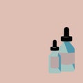 Vector image of two bottles of cosmetic serum for the face. Container for cosmetics. Royalty Free Stock Photo