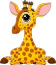 Cartoon cute baby giraffe sitting Royalty Free Stock Photo