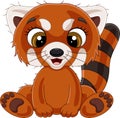 Cartoon cute baby red panda sitting Royalty Free Stock Photo