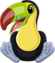 Cartoon cute baby toucan sitting