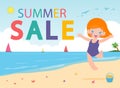 Summer Sale design template website banner, Sale promotional material for social media, poster, email, newsletter, ad, leaflet Royalty Free Stock Photo