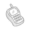 Old Mobile phone with Hand drawn vector illustration Royalty Free Stock Photo