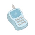 Old Mobile phone with colored Hand drawn vector illustration Royalty Free Stock Photo