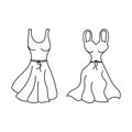 Female wedding dress with hand drawn vector illustration