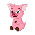 Cute baby pig cartoon sitting Royalty Free Stock Photo