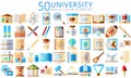 Multicolor universities and colleges Icon set