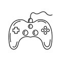 Classic game controller joystick Thin line vector illustration