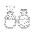 Magic potion bottle Thin line vector illustration.