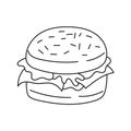 Burger fast food Thin line vector illustration