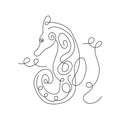 Seahorse Line Art Abstract Minimalist vector illustration