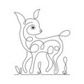 Cute Deer Line Art vector illustration
