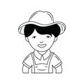 Kid Farmer avatar Thin line vector illustration