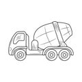 Concrete mixer truck thin line vector illustration