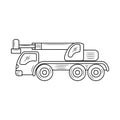 Truck Mounted crane thin line vector illustration