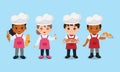 Cute boy and girl with freshly baked bread. Bakery chef clip art.