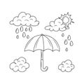 Hand drawn of Umbrella simple rain and heat protection vector illustration