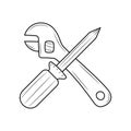 Wrench with screwdriver, Mechanical Tools Hardware vector illustration