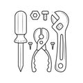 Mechanical Tools Hardware with nuts and bolts vector illustration