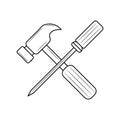 Hammer with screwdriver Mechanical Tools vector illustration