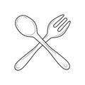 Spoon with fork simple food symbol vector illustration