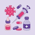 Colored Medical covid-19 Protective vector illustration