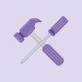 Hammer with screwdriver colored Mechanical Tools vector illustration