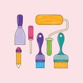 Paint equipment colored Mechanical Tools vector illustration