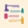 Hammer colored Mechanical Tools vector illustration