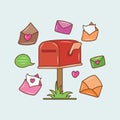 Mailbox colored doodle mailing vector illustration