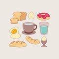 Simple Breakfast colored food vector illustration