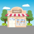 Cute bakery store front view.