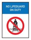 No lifeguard on duty vector sign