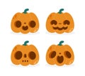 Set of pumpkin, symbol of the Happy Halloween holiday. Orange pumpkin with smile for your design for trick or Treating flat style Royalty Free Stock Photo