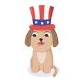 Cute dog wearing uncle Sam's hat