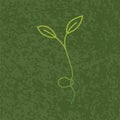 Planting seed sprout in ground. Symbol grow sapling. Green fresh plant sprout with roots vector illustration. Royalty Free Stock Photo