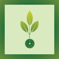 Planting seed sprout in ground. Symbol grow sapling. Green fresh plant sprout with roots vector illustration. Royalty Free Stock Photo