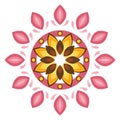 Illustration vector graphic of mandala design with pink and brown color combination.