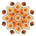 Illustration vector graphic of mandala design with brown and orange color combination.